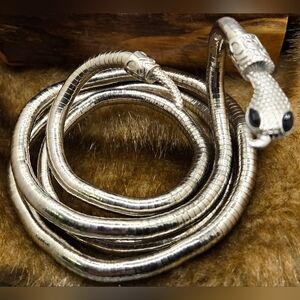 Snake Bracelet Vintage Silver Tone Moveable Adjustable Form Holding